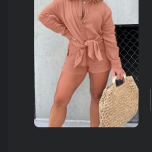 Pink Laura Barcelona Breeze Romper Dress Set Rust Women’s Small